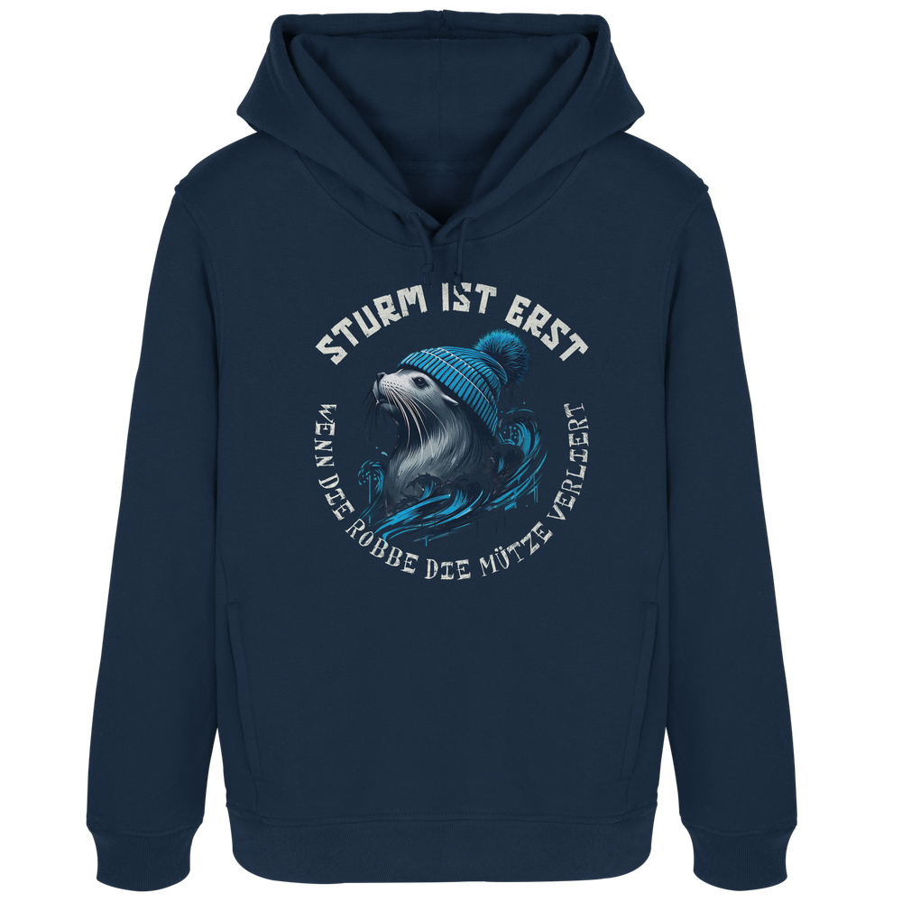 Sturm ist erst wenn die Robbe die Mütze verliert - Damen Bio Hoodie - Kiebitzdelle