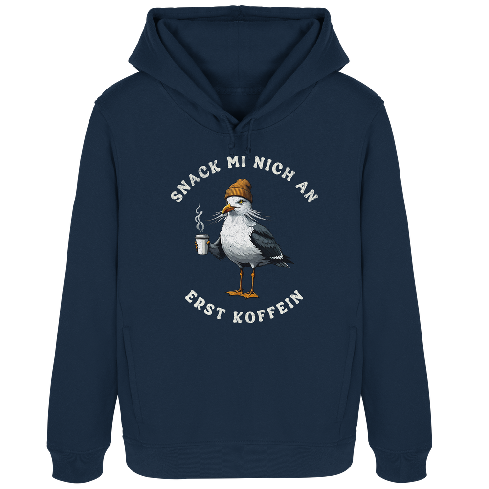 Snack mi nich an erst Koffein Möwe Spruch - Damen Bio Hoodie - Kiebitzdelle