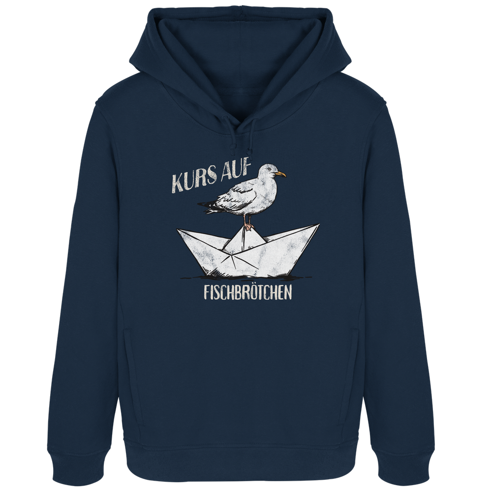 Kurs auf Fischbrötchen Papierschiff Möwe - Damen Bio Hoodie - Kiebitzdelle