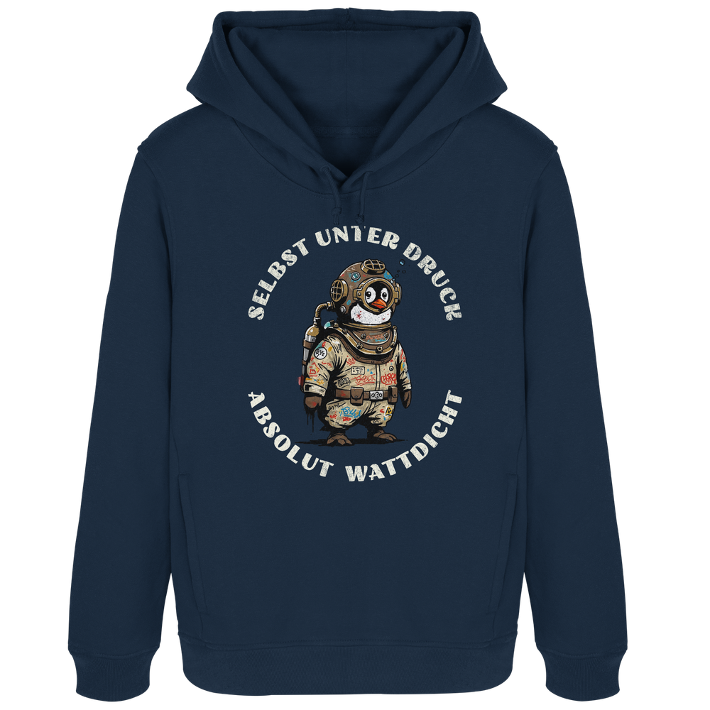 Wattdicht Pinguin Taucher mit lustigem Spruch - Damen Bio Hoodie - Kiebitzdelle