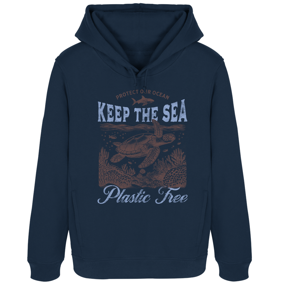 Keep the Sea Plastic Free Umweltschutz Spruch - Damen Bio Hoodie