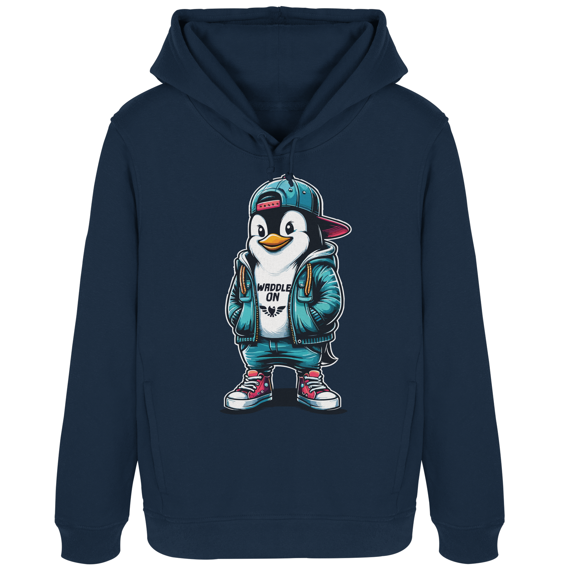 Hipster Pinguin Waddle On - Damen Bio Hoodie - Kiebitzdelle