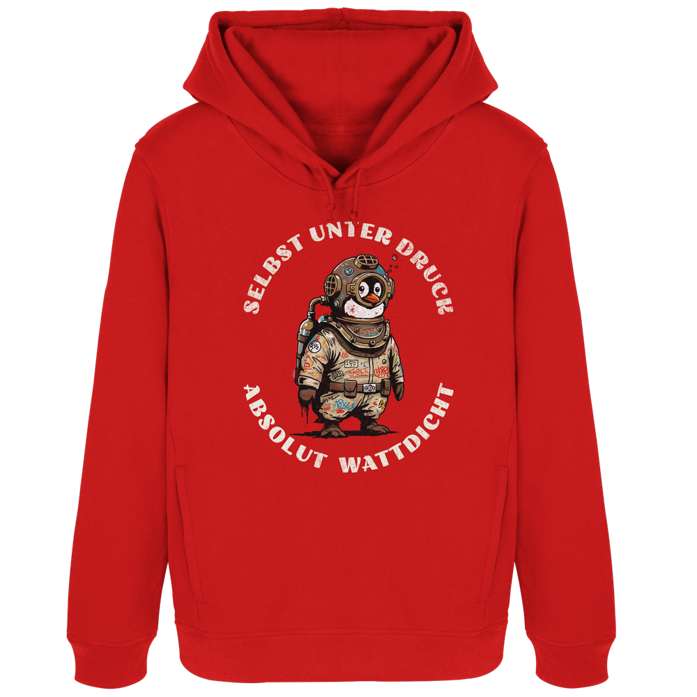Wattdicht Pinguin Taucher mit lustigem Spruch - Damen Bio Hoodie - Kiebitzdelle