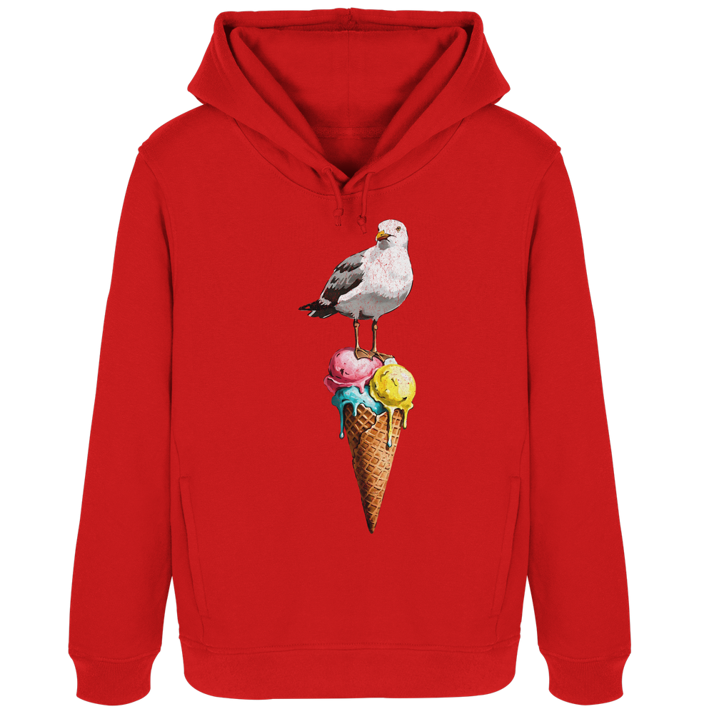 Eisdieb Freche Möwe mit Eiscreme - Damen Bio Hoodie - Kiebitzdelle