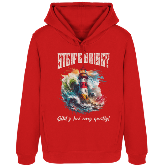 Steife Brise gibt’s bei uns gratis Leuchtturm Spruch - Damen Bio Hoodie