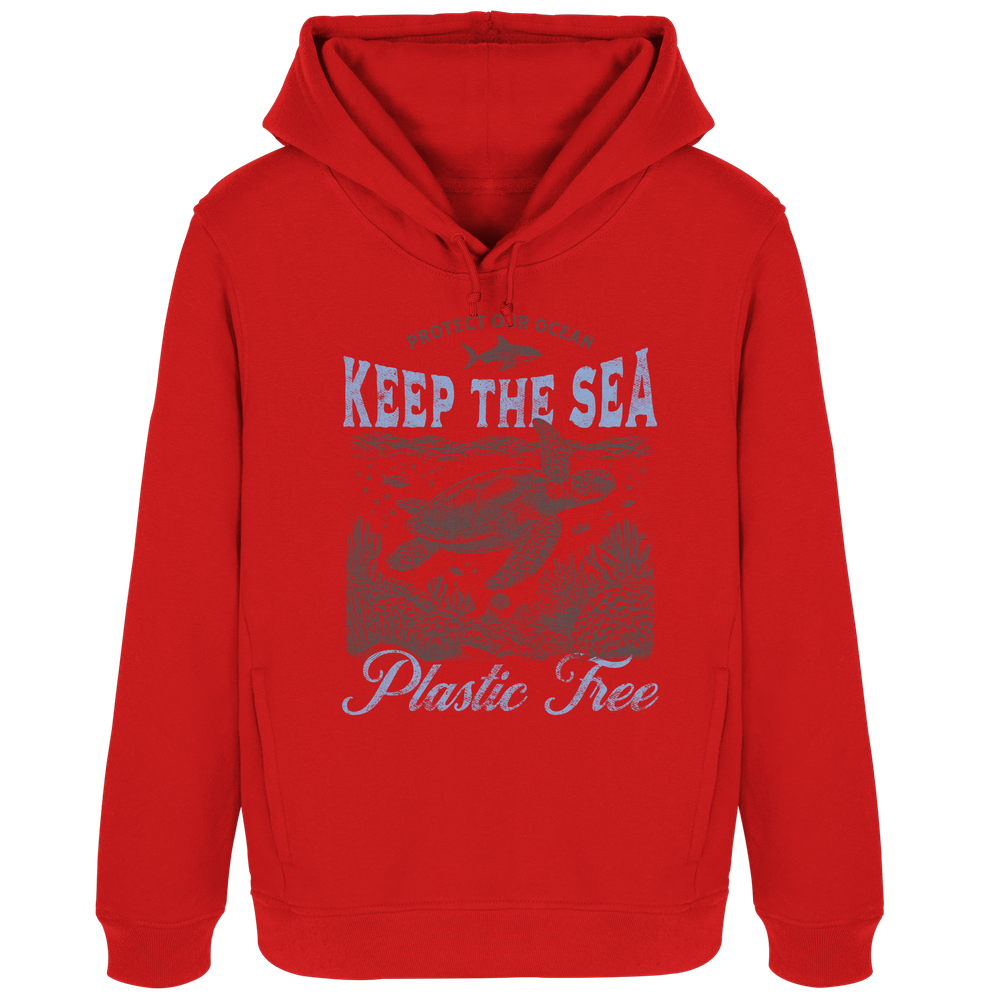 Keep the Sea Plastic Free Umweltschutz Spruch - Damen Bio Hoodie