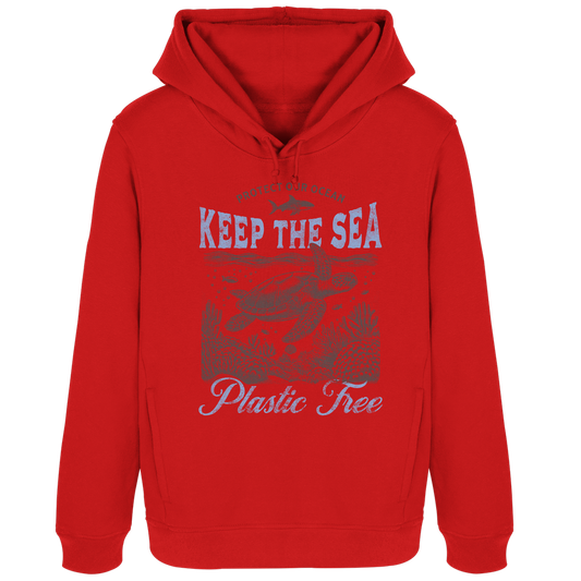 Keep the Sea Plastic Free Umweltschutz Spruch - Damen Bio Hoodie