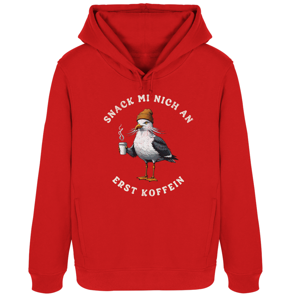Snack mi nich an erst Koffein Möwe Spruch - Damen Bio Hoodie - Kiebitzdelle