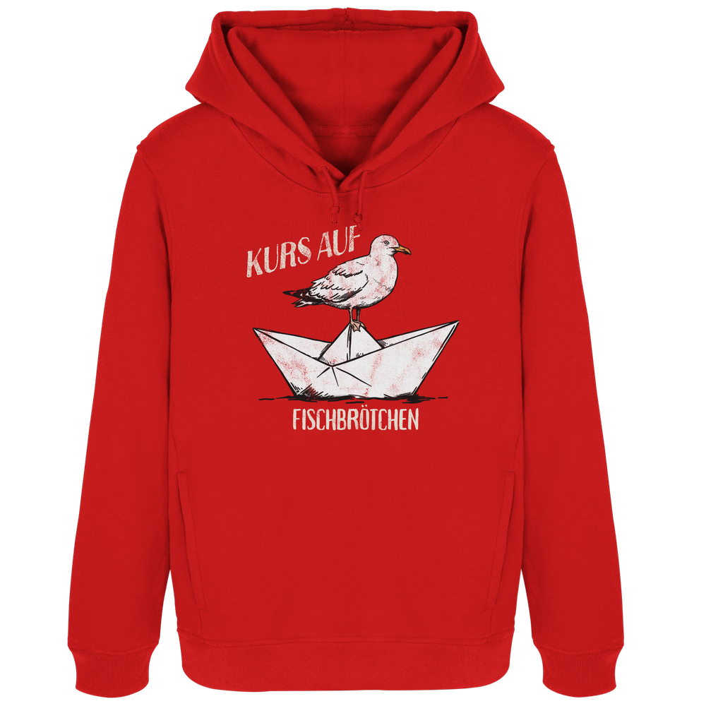 Kurs auf Fischbrötchen Papierschiff Möwe - Damen Bio Hoodie - Kiebitzdelle