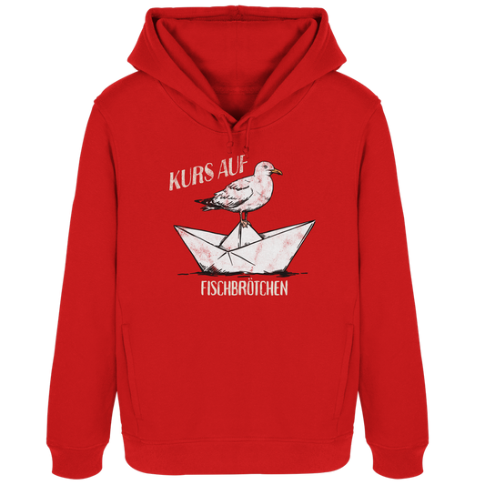 Kurs auf Fischbrötchen Papierschiff Möwe - Damen Bio Hoodie