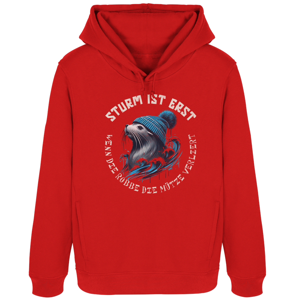 Sturm ist erst wenn die Robbe die Mütze verliert - Damen Bio Hoodie - Kiebitzdelle