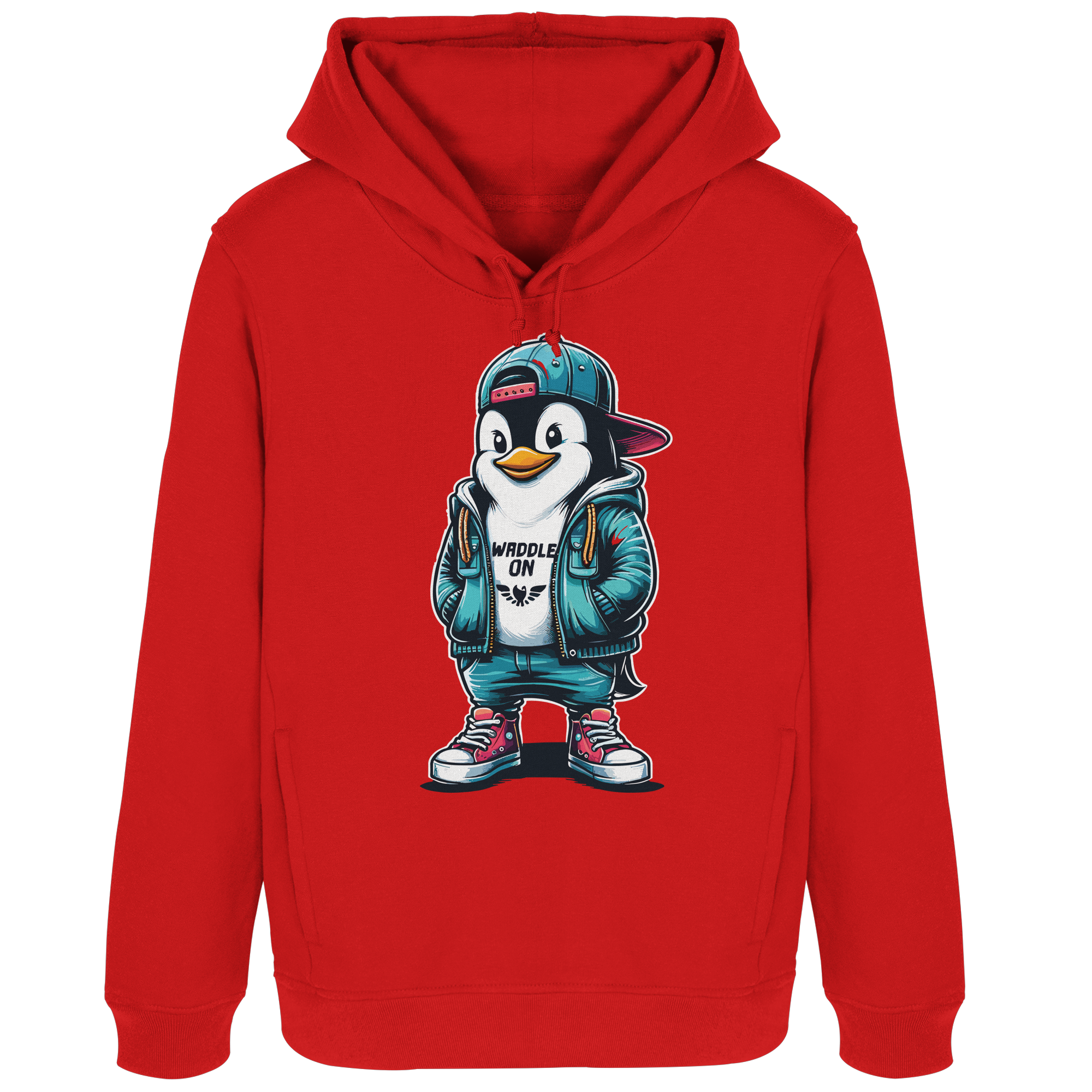 Hipster Pinguin Waddle On - Damen Bio Hoodie - Kiebitzdelle