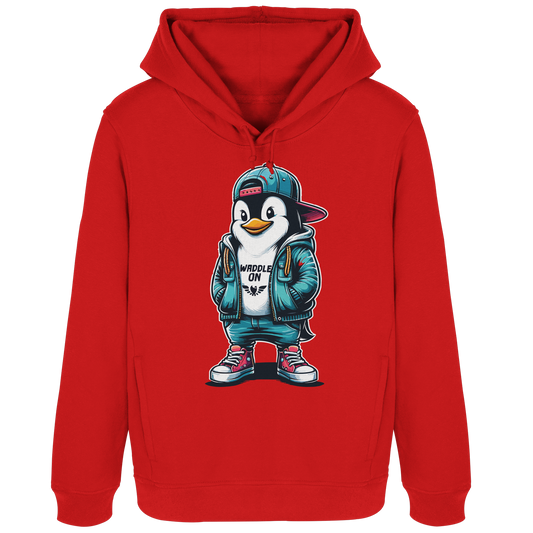 Hipster Pinguin Waddle On - Damen Bio Hoodie