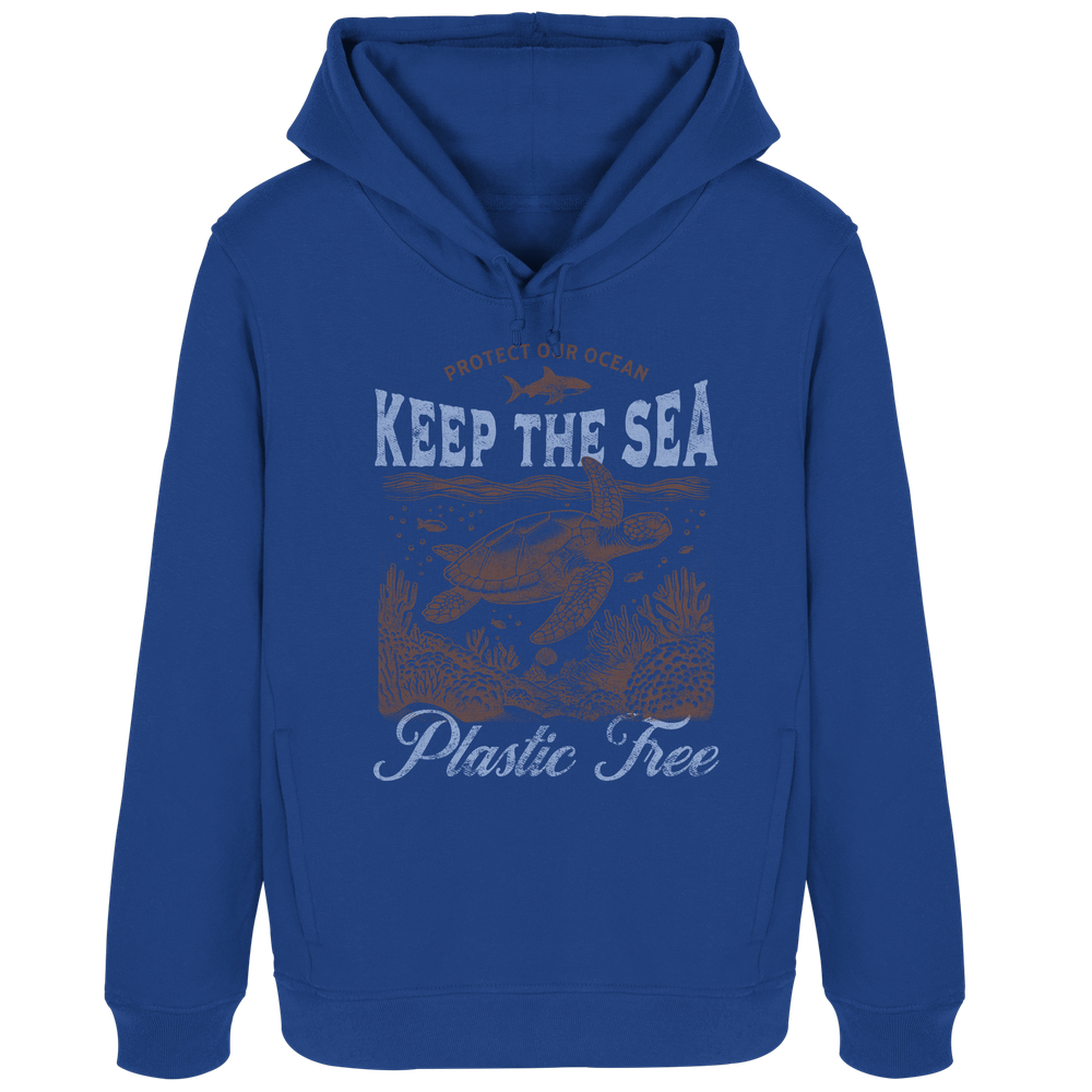 Keep the Sea Plastic Free Umweltschutz Spruch - Damen Bio Hoodie