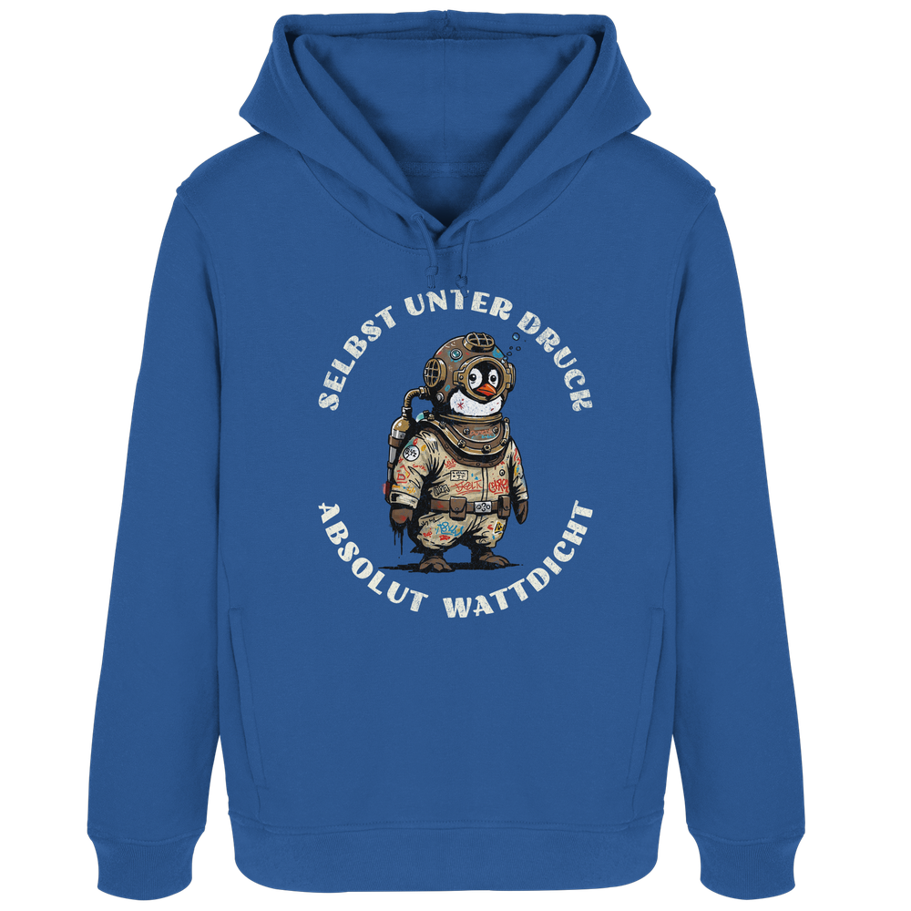Wattdicht Pinguin Taucher mit lustigem Spruch - Damen Bio Hoodie - Kiebitzdelle