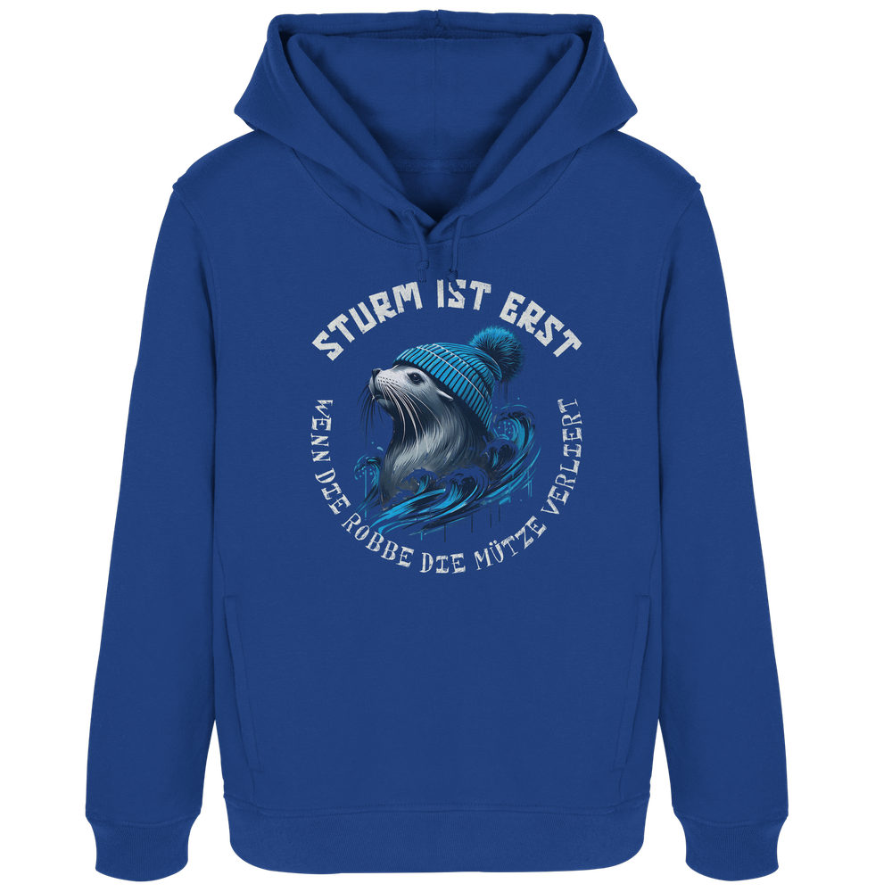Sturm ist erst wenn die Robbe die Mütze verliert - Damen Bio Hoodie - Kiebitzdelle