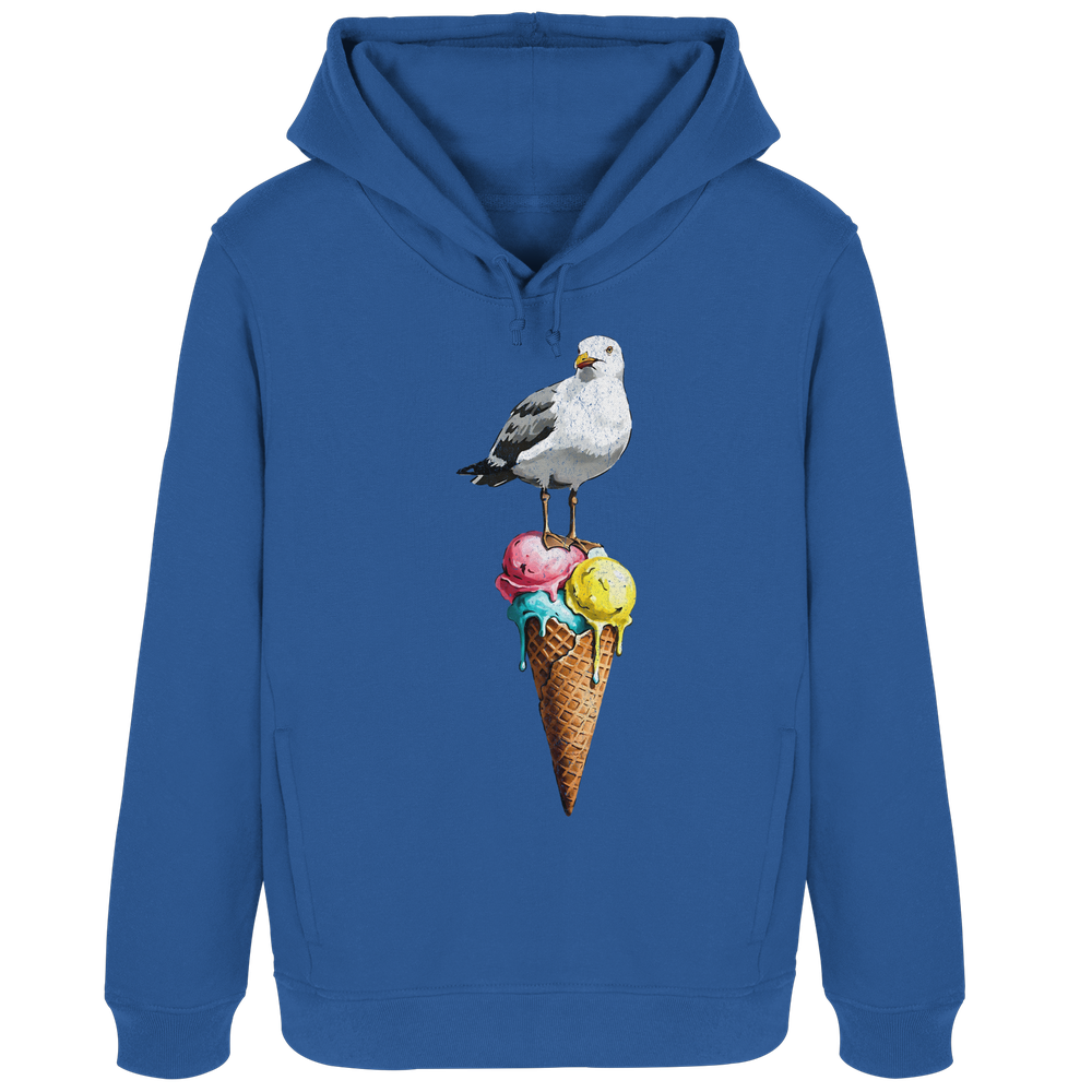 Eisdieb Freche Möwe mit Eiscreme - Damen Bio Hoodie - Kiebitzdelle