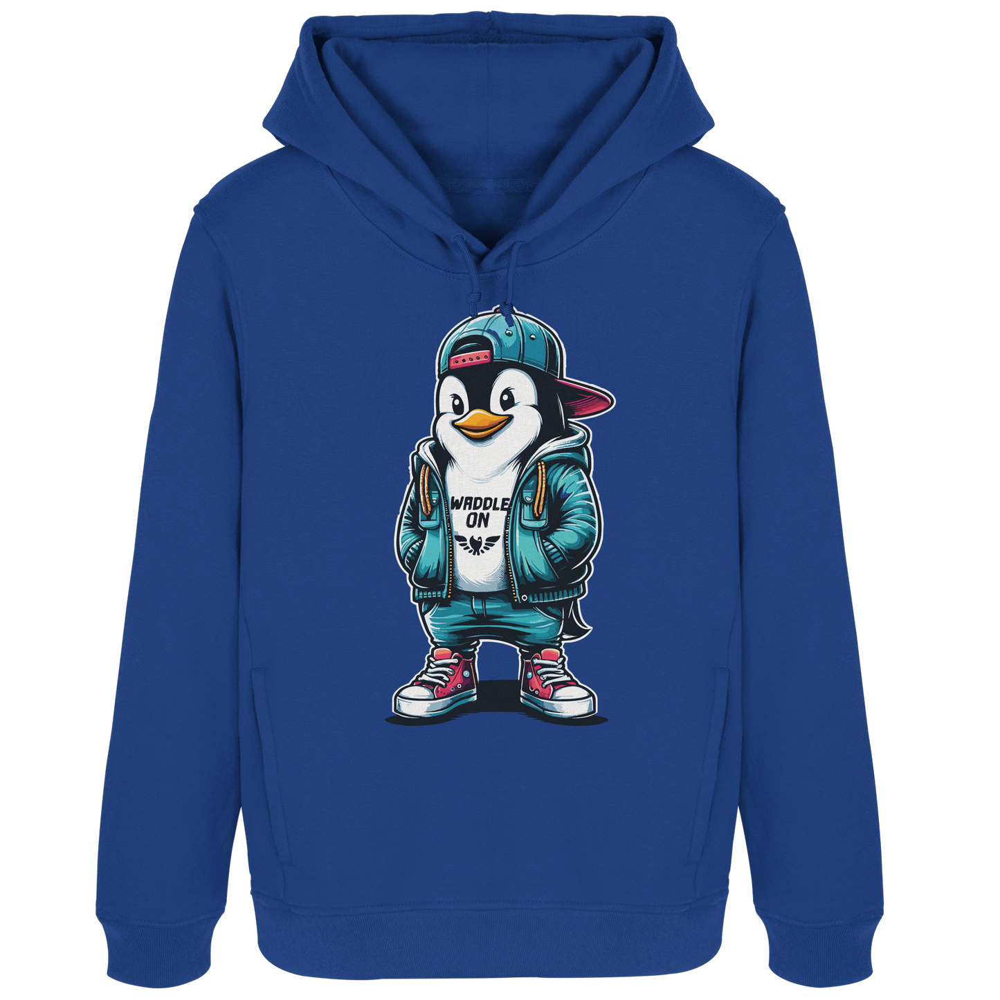 Hipster Pinguin Waddle On - Damen Bio Hoodie