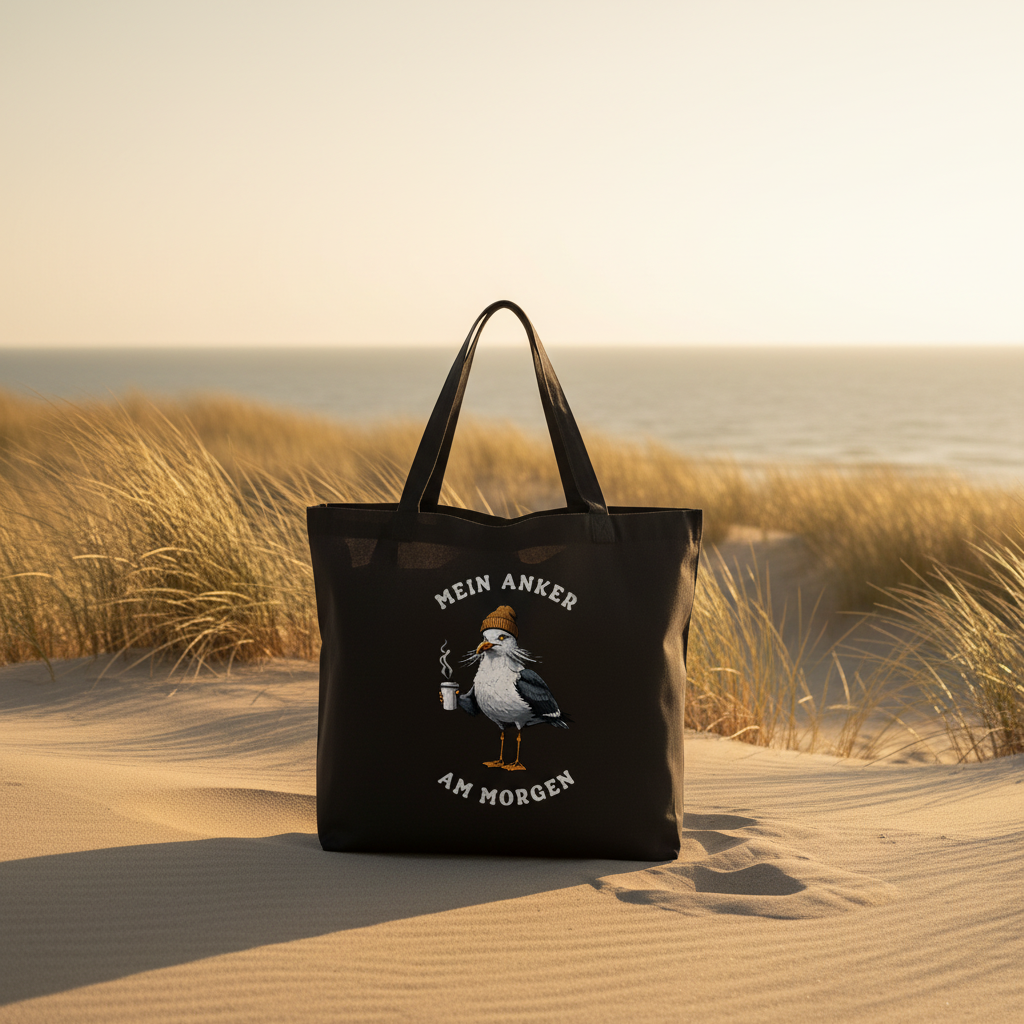 Mein Anker am Morgen Kaffee Möwe - Bio Einkaufstasche